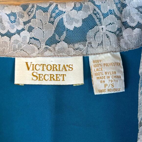 VTG Victoria Secret Gold Label Button Down Nightgown Sleep Shirt Oversized Small - Picture 3 of 6